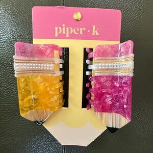 NWT Piper K  Yellow & Pink Pencil Hair Clips